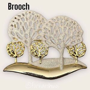 Vintage Winter Theme Snow Covered Tree Brooch